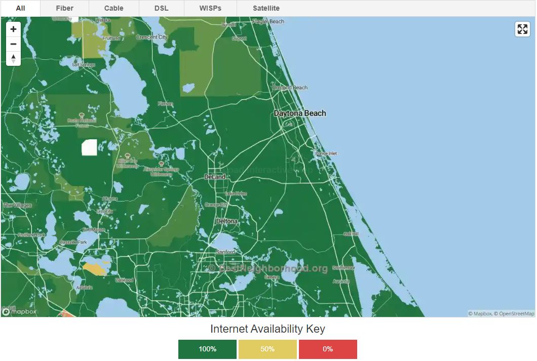 Volusia County Internet Availability Key Map 