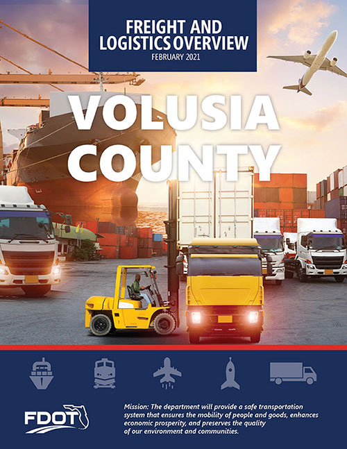 Freight and Logistics Overview magazine cover with trucks, cargo ships and airplanes in a collage