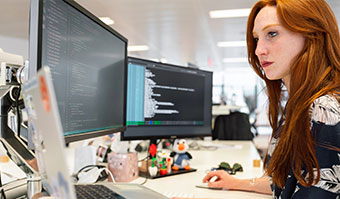 Woman in front of computer