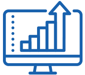 Blue Computer Screen with Chart Icon