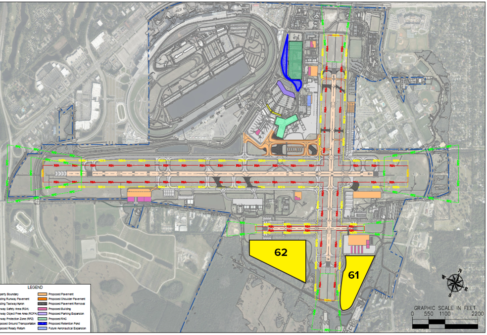 Aerial image of Daytona Beach International Airport showing current and future projects