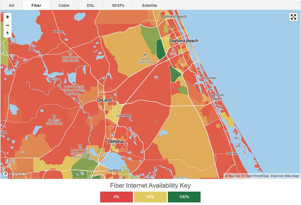 Fiber Internet Availability Key Map