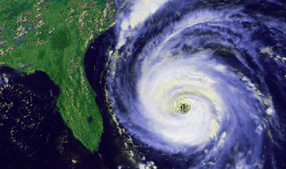 Satellite image of a hurricane of the coast of Florida