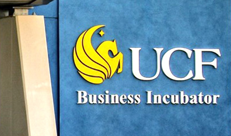Image of the UCF Business Incubator signage at the entrance of the incubator